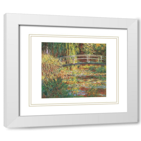 Le bassin aux nympheas, harmonie rose White Modern Wood Framed Art Print with Double Matting by Monet, Claude