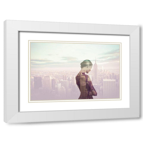Femme pensive à New York White Modern Wood Framed Art Print with Double Matting by Braun Studio