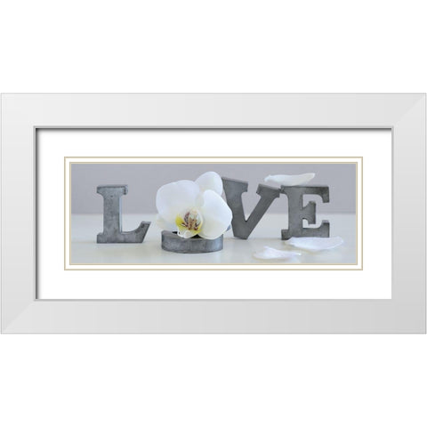 Love Grey White Modern Wood Framed Art Print with Double Matting by Chatelain, Sonia