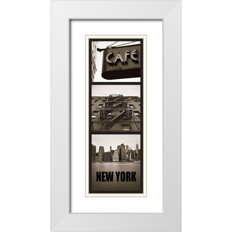 City New York White Modern Wood Framed Art Print with Double Matting by Braun Studio