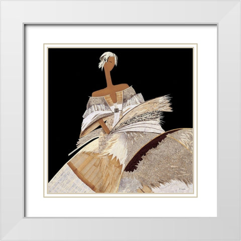Emmanuelle White Modern Wood Framed Art Print with Double Matting by Loesch, Elisabeth