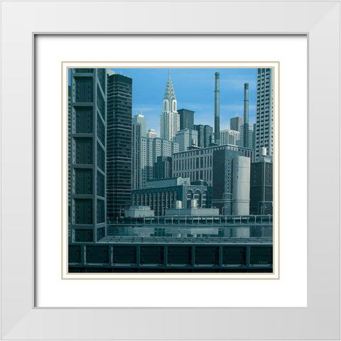 Blue Chrysler composition White Modern Wood Framed Art Print with Double Matting by Peyret, Eric