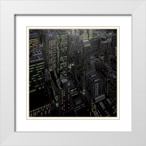 New Yorker White Modern Wood Framed Art Print with Double Matting by Peyret, Eric