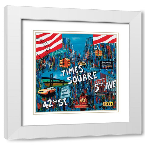 Times Square 5th avenue White Modern Wood Framed Art Print with Double Matting by Wozniak, Sophie