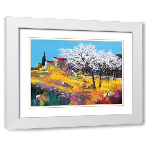 Les amandiers White Modern Wood Framed Art Print with Double Matting by Keiflin, Roger