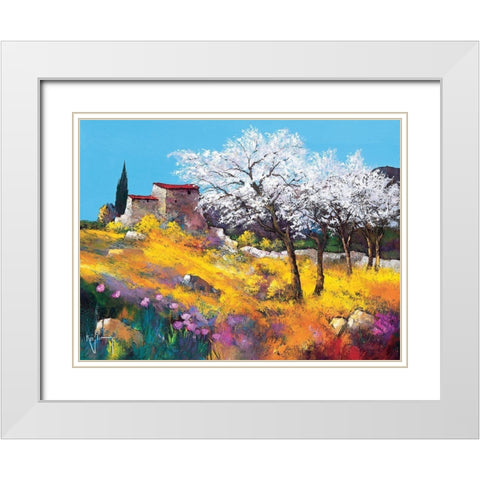 Les amandiers White Modern Wood Framed Art Print with Double Matting by Keiflin, Roger