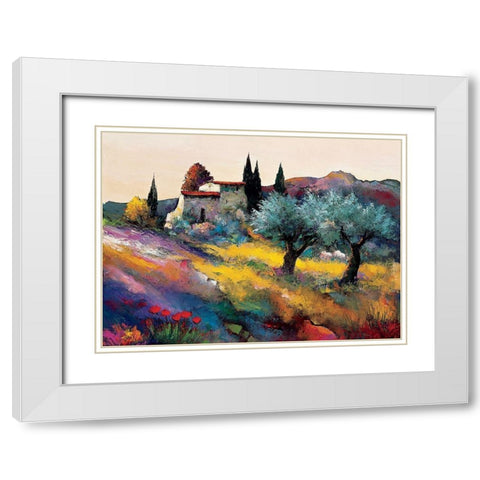 Le mas sur la colline White Modern Wood Framed Art Print with Double Matting by Keiflin, Roger