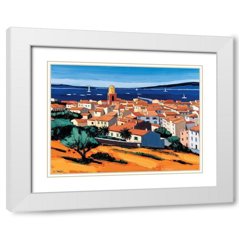 St-Tropez White Modern Wood Framed Art Print with Double Matting by Quilici, Jean-Claude