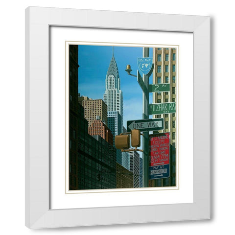 Chrysler from 2nd Avenue White Modern Wood Framed Art Print with Double Matting by Peyret, Eric