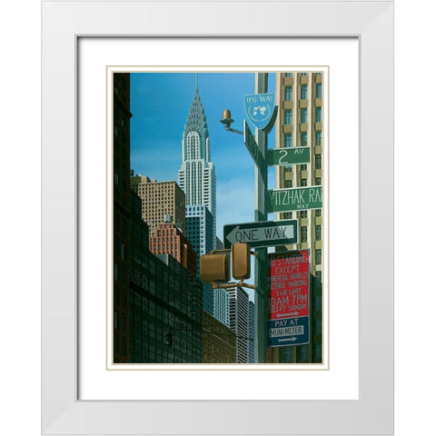Chrysler from 2nd Avenue White Modern Wood Framed Art Print with Double Matting by Peyret, Eric