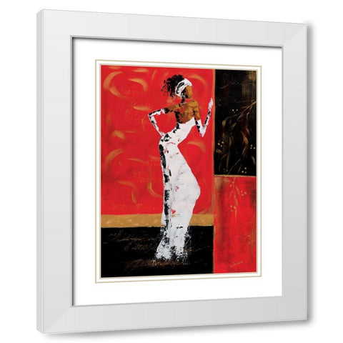 En rouge et or II White Modern Wood Framed Art Print with Double Matting by Johanna