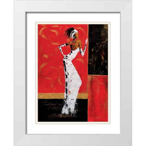 En rouge et or II White Modern Wood Framed Art Print with Double Matting by Johanna