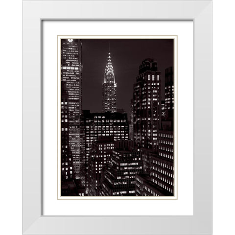 Le Chrysler Building la nuit, Manhattan White Modern Wood Framed Art Print with Double Matting by Setboun, Michel