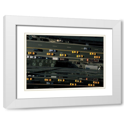 42eme Rue pres de la 5eme Avenue White Modern Wood Framed Art Print with Double Matting by Setboun, Michel