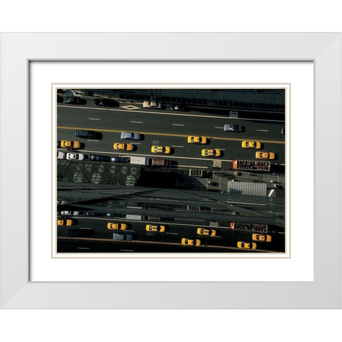 42eme Rue pres de la 5eme Avenue White Modern Wood Framed Art Print with Double Matting by Setboun, Michel