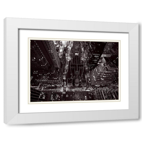 La cathedrale St Patrick et Madison Avenue White Modern Wood Framed Art Print with Double Matting by Setboun, Michel