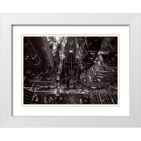 La cathedrale St Patrick et Madison Avenue White Modern Wood Framed Art Print with Double Matting by Setboun, Michel