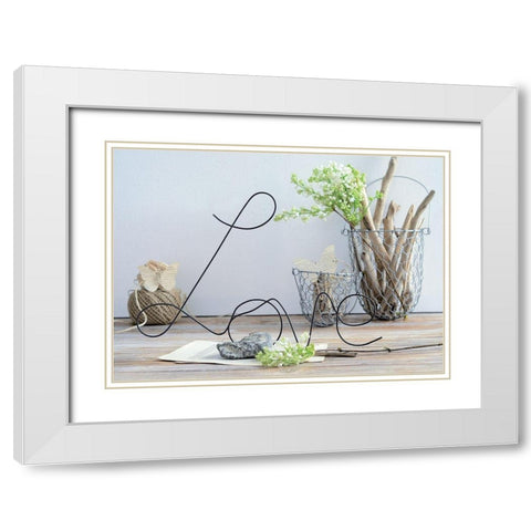 Love and Wood White Modern Wood Framed Art Print with Double Matting by Chatelain, Sonia