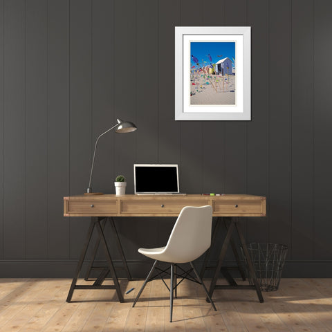 Cerfs-volants White Modern Wood Framed Art Print with Double Matting by Leclercq, Olivier
