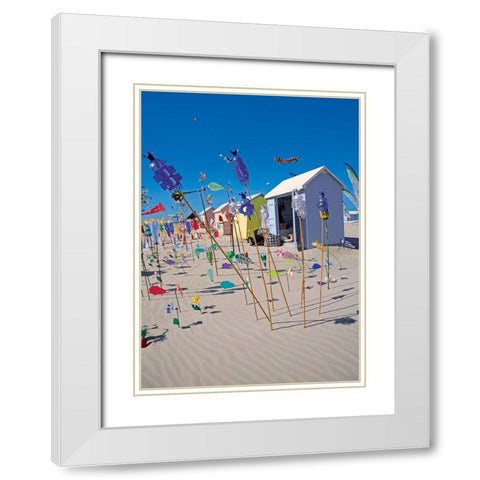 Cerfs-volants White Modern Wood Framed Art Print with Double Matting by Leclercq, Olivier