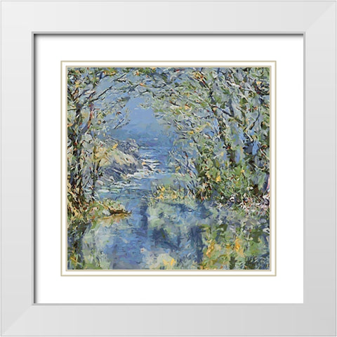 Landscapes in Monet Style I White Modern Wood Framed Art Print with Double Matting by Medeiros, Celito