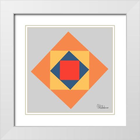 A Game with Abstract Shapes IX White Modern Wood Framed Art Print with Double Matting by Medeiros, Celito
