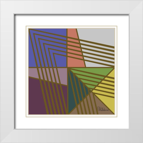 A Game with Abstract Shapes XX White Modern Wood Framed Art Print with Double Matting by Medeiros, Celito