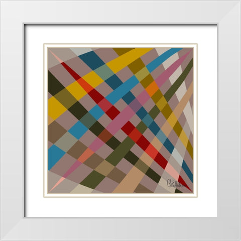 A Game with Abstract Shapes XXI White Modern Wood Framed Art Print with Double Matting by Medeiros, Celito