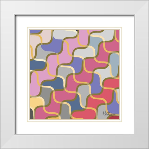 A Game with Abstract Shapes XXVIII White Modern Wood Framed Art Print with Double Matting by Medeiros, Celito