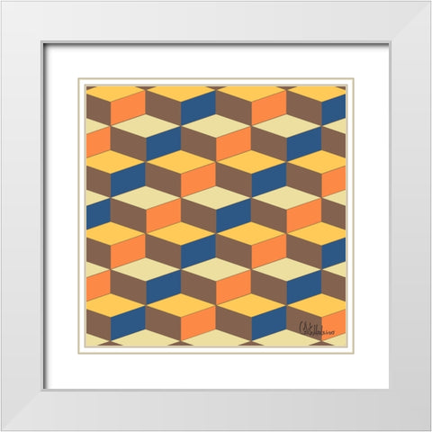 A Game with Abstract Shapes XXX White Modern Wood Framed Art Print with Double Matting by Medeiros, Celito