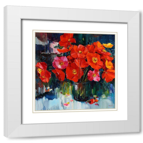 Flowers Fragrance White Modern Wood Framed Art Print with Double Matting by Bond