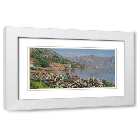 Kotor Bay White Modern Wood Framed Art Print with Double Matting by Adamov, Alexey