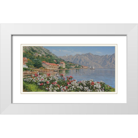 Kotor Bay White Modern Wood Framed Art Print with Double Matting by Adamov, Alexey