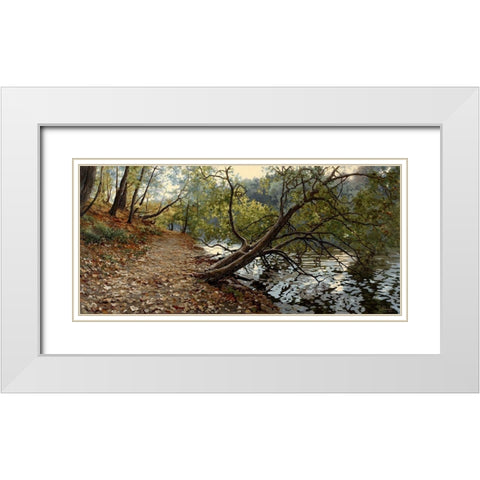 Autumn in Caricino White Modern Wood Framed Art Print with Double Matting by Adamov, Alexey