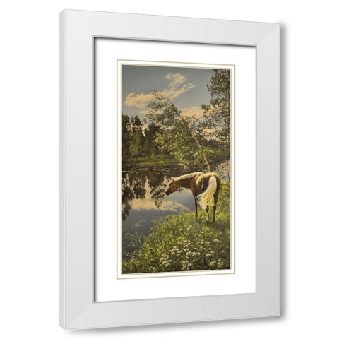 By the River White Modern Wood Framed Art Print with Double Matting by Adamov, Alexey