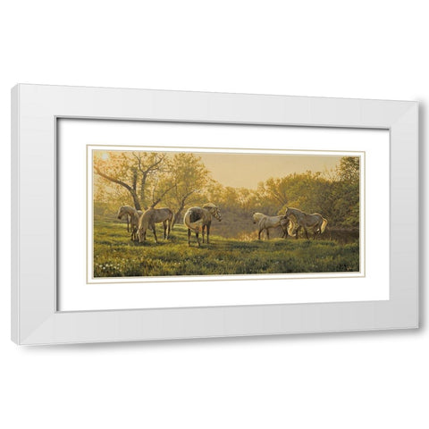 In the Morning by the River White Modern Wood Framed Art Print with Double Matting by Adamov, Alexey
