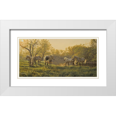 In the Morning by the River White Modern Wood Framed Art Print with Double Matting by Adamov, Alexey