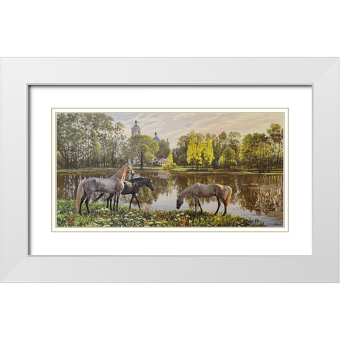 The Morning White Modern Wood Framed Art Print with Double Matting by Adamov, Alexey