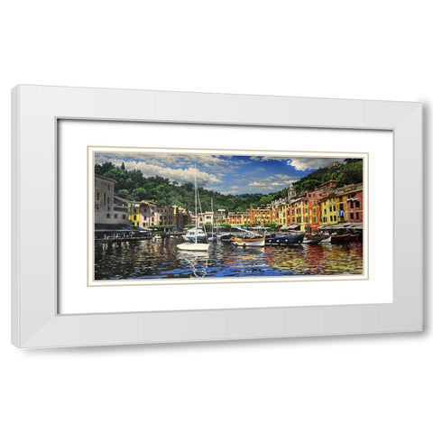 Town by the Sea White Modern Wood Framed Art Print with Double Matting by Adamov, Alexey