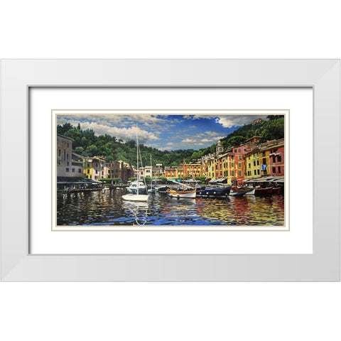 Town by the Sea White Modern Wood Framed Art Print with Double Matting by Adamov, Alexey