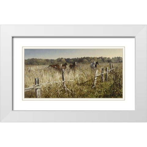 On the Field White Modern Wood Framed Art Print with Double Matting by Adamov, Alexey