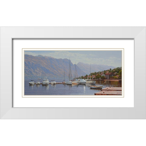 Sunny Port White Modern Wood Framed Art Print with Double Matting by Adamov, Alexey