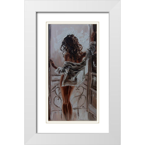 I am Waiting for You White Modern Wood Framed Art Print with Double Matting by Luniak, Monika