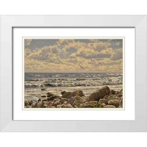 Sea, Etude of Stones White Modern Wood Framed Art Print with Double Matting by Adamov, Alexey