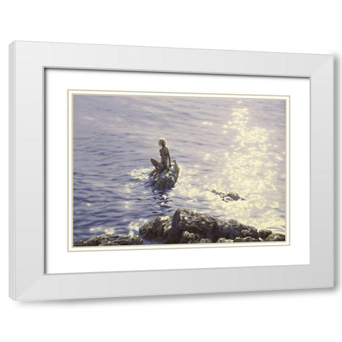 Mermaid by Sunshine Water White Modern Wood Framed Art Print with Double Matting by Adamov, Alexey