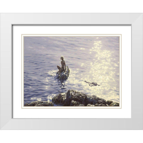 Mermaid by Sunshine Water White Modern Wood Framed Art Print with Double Matting by Adamov, Alexey