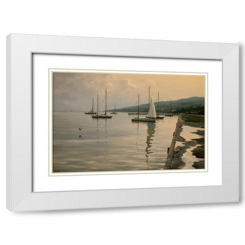By the Port White Modern Wood Framed Art Print with Double Matting by Adamov, Alexey