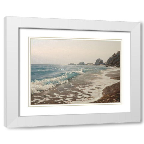 The Surf White Modern Wood Framed Art Print with Double Matting by Adamov, Alexey
