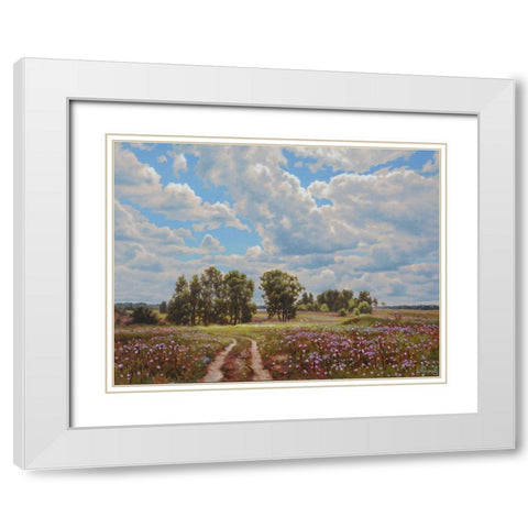The Way White Modern Wood Framed Art Print with Double Matting by Adamov, Alexey