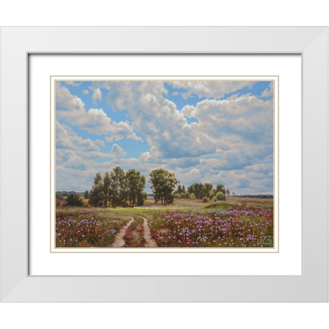 The Way White Modern Wood Framed Art Print with Double Matting by Adamov, Alexey